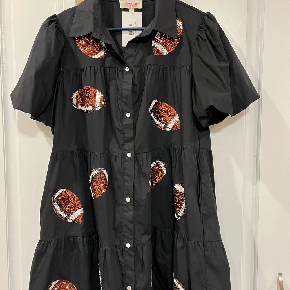 Peach Love Black Football Dress Size Large